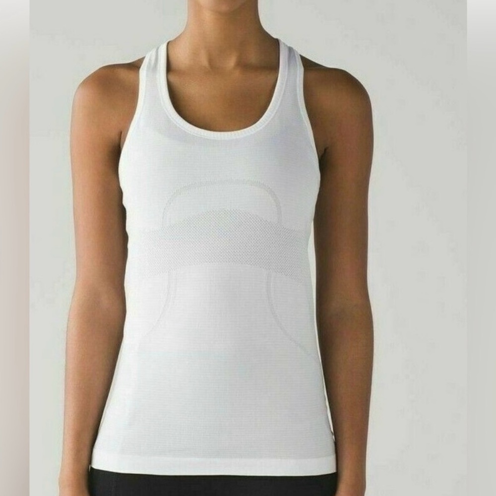 Lulu heather white swiftly tech racerback tank